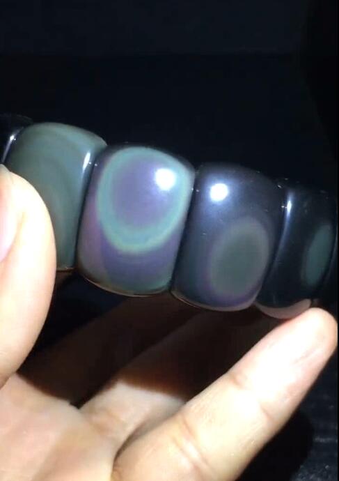 天然彩虹眼黑曜石手镯