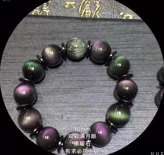 天然黑曜石手链随拍