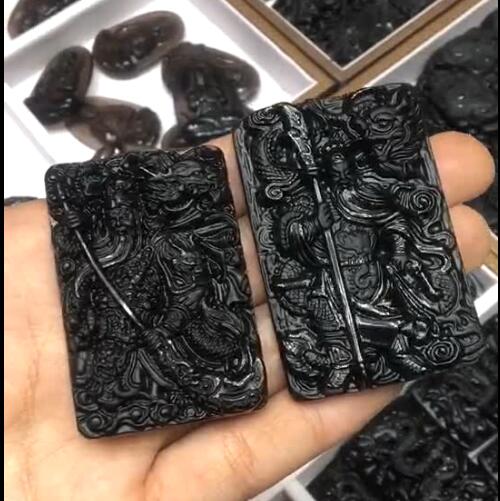 天然黑曜石关公，招财辟邪，本命年礼物