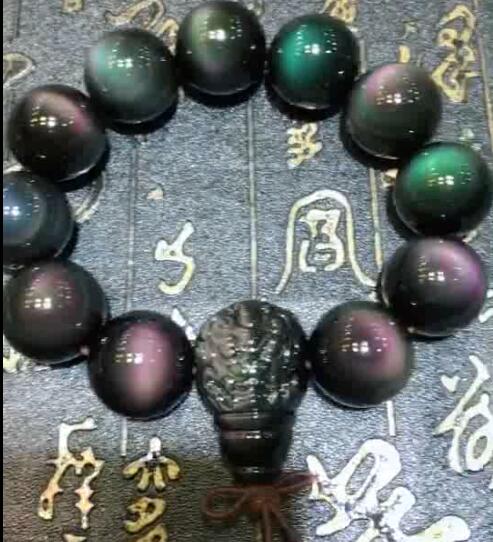 天然黑曜石手链随拍