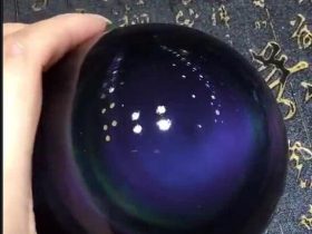 天然黑曜石紫色彩虹眼水晶球