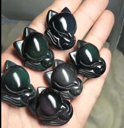 天然黑曜石小狐狸，招财，防小三，稳固感情