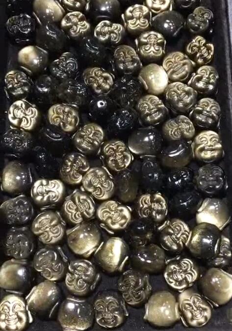 天然金曜石佛头，阿弥托福