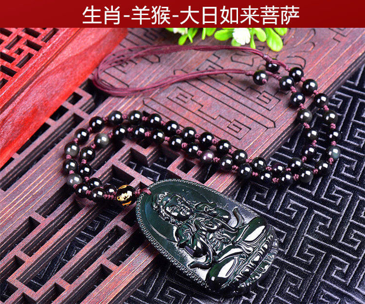 强光照射下的黑曜石本命佛