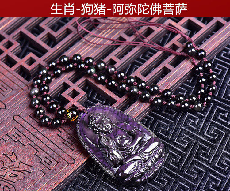 强光照射下的黑曜石本命佛